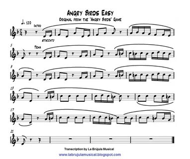 Angry Birds Easy for recorder. Angry Birds Fácil para flauta