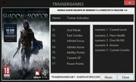 Скачать Middle-earth: Shadow of Mordor: Трейнер/Trainer (+12