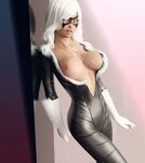 Xbooru - 1girl 3d areola big breasts black cat bodysuit brea
