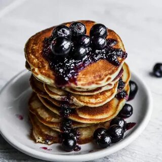 Cottage Cheese Pancakes with Blueberry Compote - Busy Burro