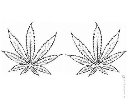 Weed Coloring Pages Two Marijuana Leaves - Free Printable Co