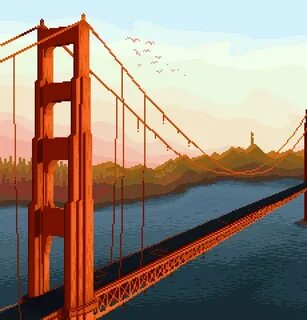 Golden Gate Bridge by Tioluko Мост золотые ворота, Пиксель-а
