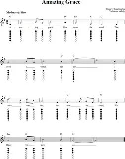 Amazing Grace: Sheet Music and Tab for Tin Whistle with Lyri