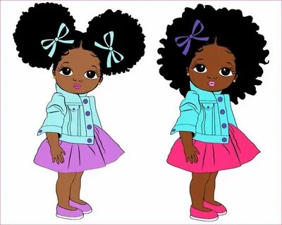 Cute black African American kids Svg Dxf Eps Png cut file fo