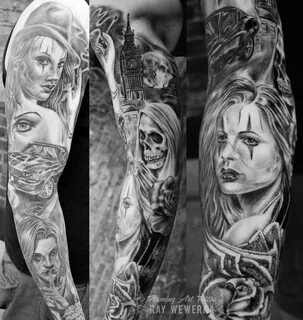 Black and grey sleeve Tattoo More art and tattoos here; ww. 