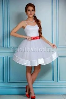Купить короткое белое платье с пышной юбкой DM-564 в интерне