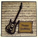 Black electric guitar sheet music birthday Birthday cards fo