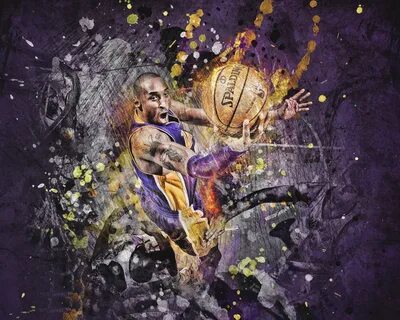 Скачать обои Рисунок, Мяч, Баскетбол, Фиолетовый, Lakers, Ko