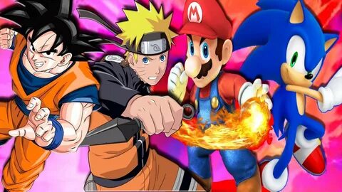 Goku VS Naruto Vs Super Mario Vs Sonic Epico / Super Smash F