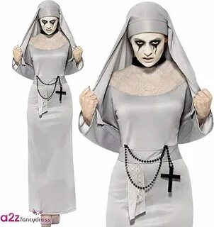 Ladies Gothic Nun Haunted Asylum Costume Halloween Womens Fa