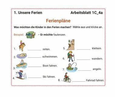 Deutsch-5-1.Unsere Ferien-Arbeitsblatt 1C-4a worksheet