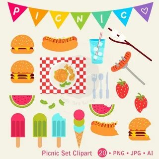 Picnic Clipart,Summer clipart,bbq party clipart, food clipar