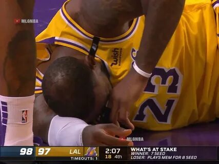 LeBron is having some trouble with his eye after taking a hi