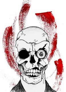 This is the evil skull face drawing i did with a glass eye b