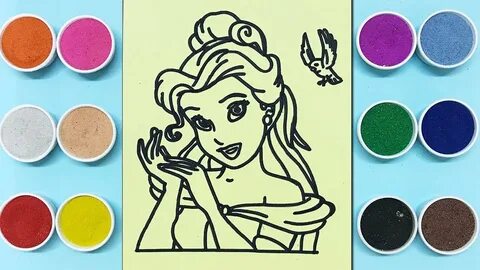 Belle princess sand painting toys / How to coloring belle pr