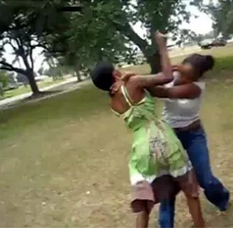 Black girls fighting in street boob comes out