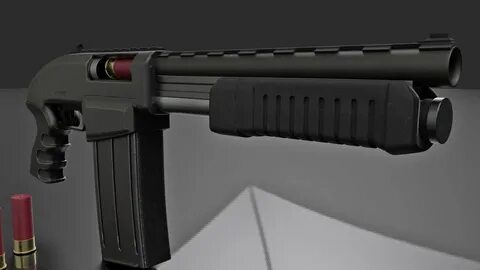 Pump-Action Shotgun with Clip - 3D Model by Figster