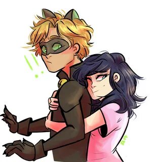 Chat Noir and Marinette - Miraculous Ladybug tagahanga Art (