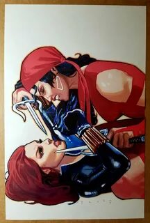 Avengers Black Widow vs Elektra Marvel Comics Poster by Dani