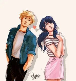 SHANI's Art, Marinette and Adrien in my miraculous college A