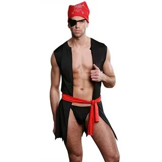 2021 New Adult Black & Red Hot Pirate Costume Men Fantasy Co