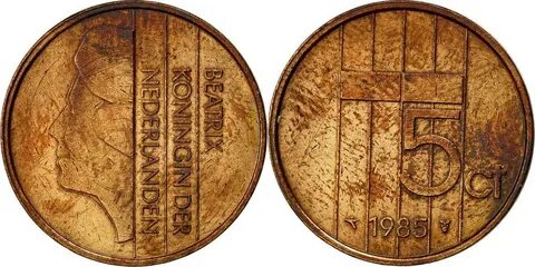 Netherlands 5 Cents 1985 Coin, Beatrix, Bronze, KM:202 VF(30
