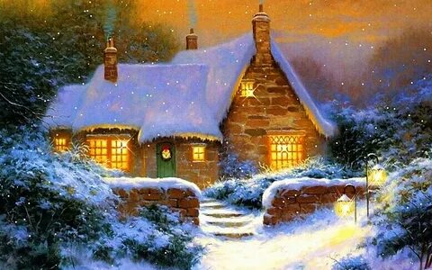 Christmas Cottage Thomas kinkade paintings, Thomas kinkade c