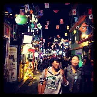 The bar/nightlife district in Seoul, South Korea. Such a fun