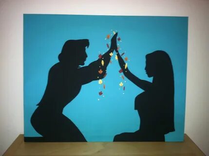 Pocahontas+and+John+Smith+Silhouette+on+Canvas+by+PotterPill