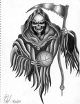 Grim Reaper Holding Lamp