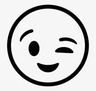 Winking Emoji Rubber Stamp - Smiley Emoji Clipart Black And 