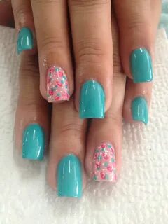 Reflejando tu personalidad #nails #uñas Floral nails, Turquo