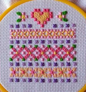 Eglantine Stitchery: Chicken Scratch Sampler, On Aida!