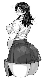 Safebooru - 1girl ass bag bookbag breasts curvy flying sweat