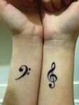 Bass clef and Treble clef best friend tattoos Erkek dövmeler