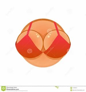 Illustration about Round Vector Logotype with Girl`s Body and Boobs in...