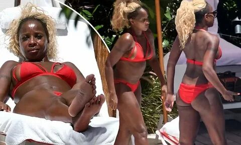 Mary J Blige suns herself in racy red cut-out bikini Daily M