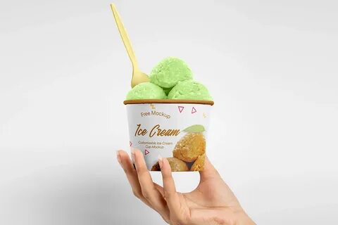 Free Ice Cream Cup in Hand Mockup (PSD)