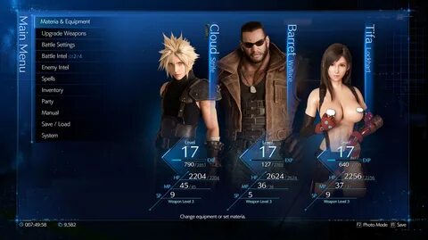 Final Fantasy VII Remake - Голая Тифа в меню " 18+ моды для 