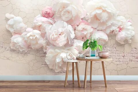 Home Improvement Wallpaper Murals Details about 3D Peony Flo