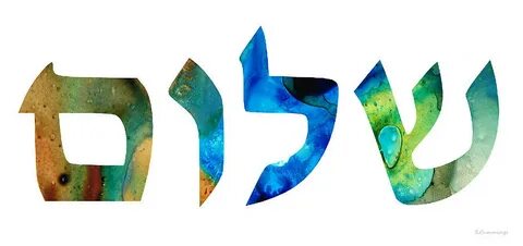 Shalom 15 - Jewish Hebrew Peace Letters Painting by Sharon C