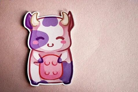Kawaii Chibi Baby Pink Cow Sticker Cute Farm Animal Etsy Kaw