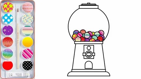How to Draw Gumball Machine with Colored Glitter Glitter Gum