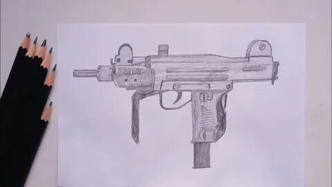 Drawing uzi gun with pencil PUBG - YouTube