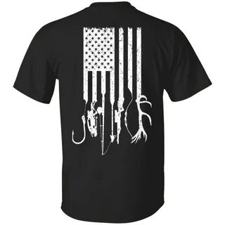 Fishing And Hunting American Flag Funny Shirts - Awesome Tee