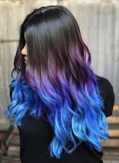 Amazing blue and purple ombré hair Purple hair tips, Hair dy