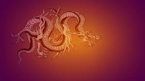 Китайский дракон минималистичный рисунок Обои на рабочий сто