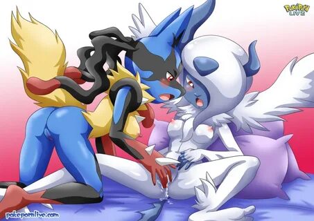 Xbooru - 2girls absol ass barefoot bbmbbf blush breasts horn