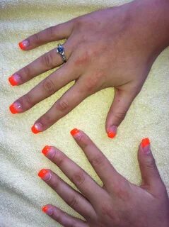 Pin by Arly Hill on Hair and nails Neon orange nails, French