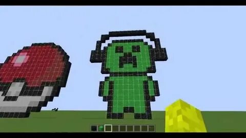 Minecraft pixelart creeper w/ headphones tutorial - YouTube